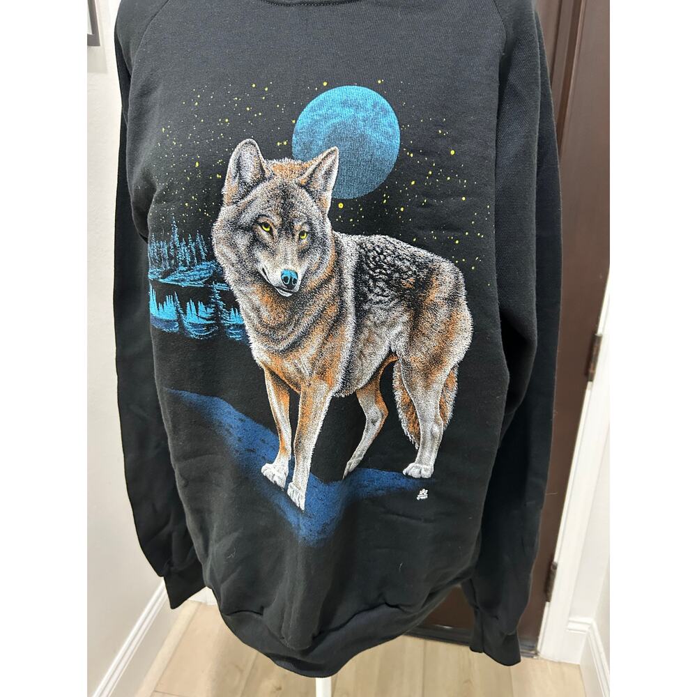 Vintage Wolf Crewneck Sweatshirt 1980s Men’s XL Nature Tee Vtg 80s - Picture 5 of 5